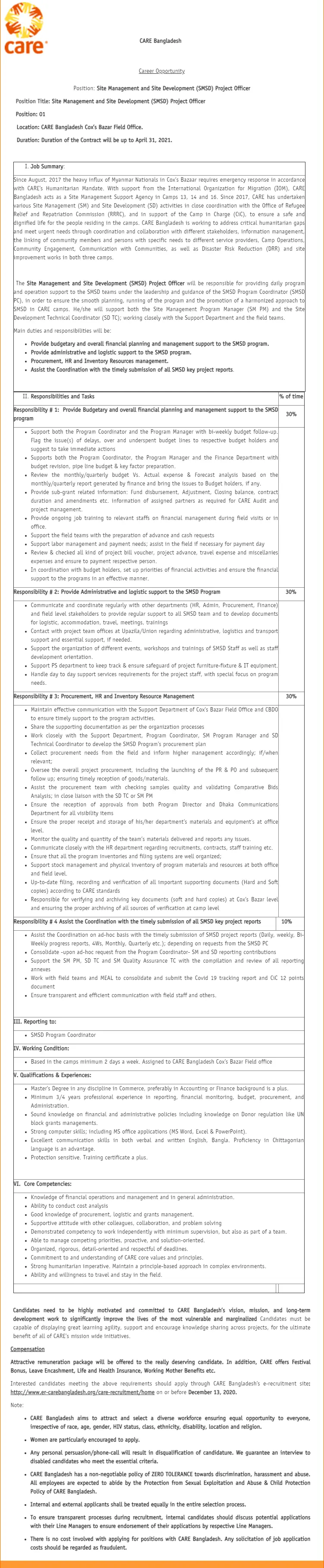 Care Bangladesh Job Circular