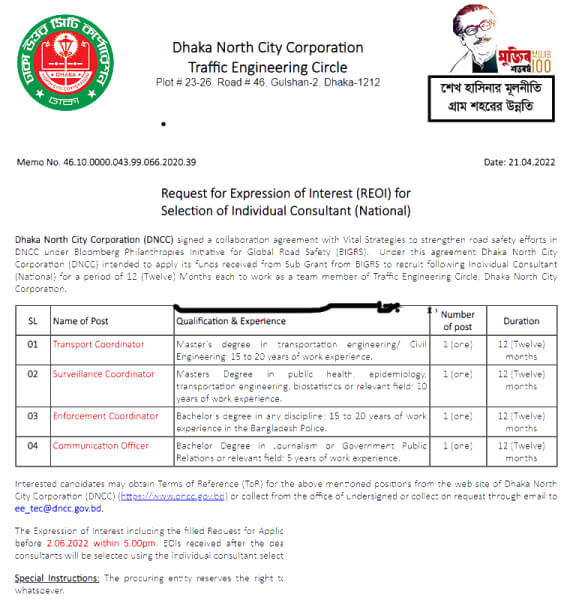 DNCC Job Circular