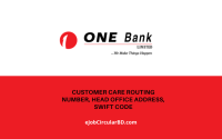 One Bank customer care, routing number, address, swift code
