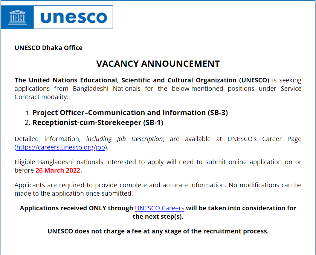 UNESCO Job Circular