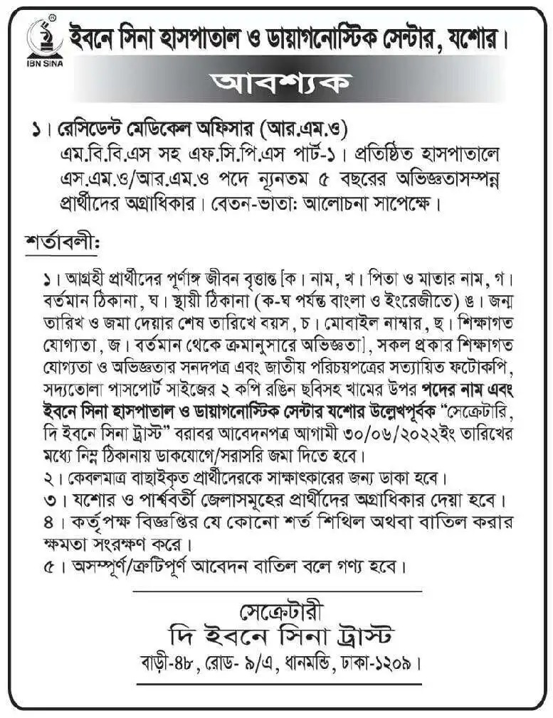 IBN Sina Trust Job Circular