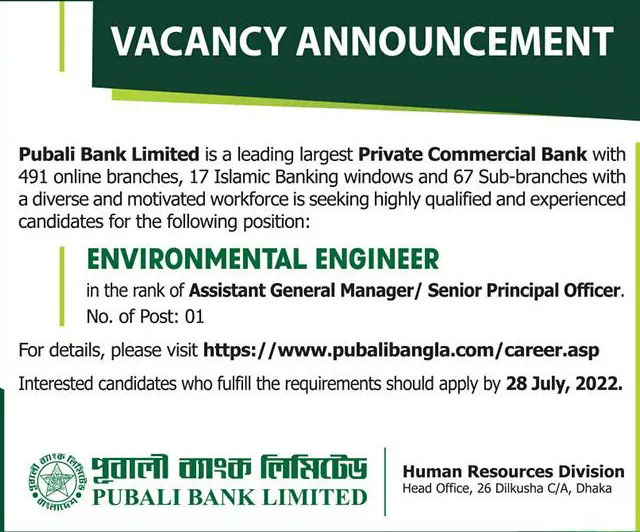 Pubali Bank Limited Job Circular 